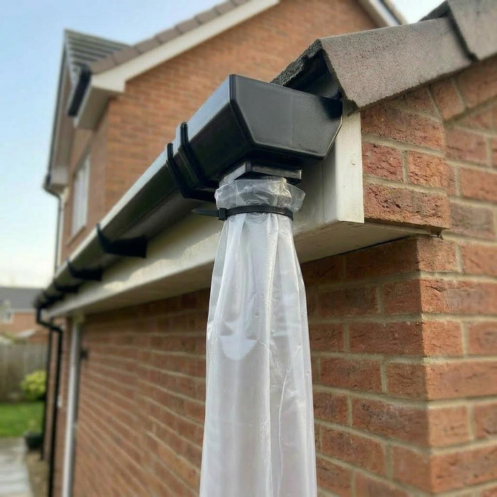 Black 30m Squared Gutter Stop End Outlet Kit 114mm