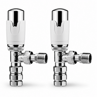 2 x  Kartell Designer Thermostatic Radiator Valve White & Chrome TRV Angled 15mm