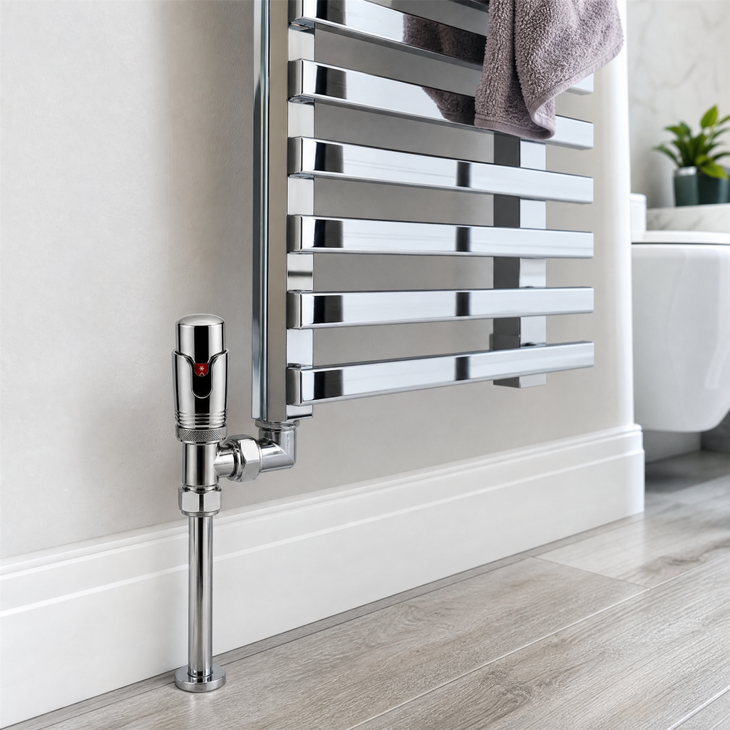 Kartell Refined Angled Chrome TRV 15mm Thermostatic Radiator Valve