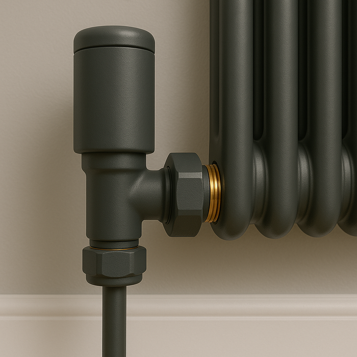 Kartell K-Rad Straight Modern Radiator Valve 15mm – Anthracite Grey – 4 Pack