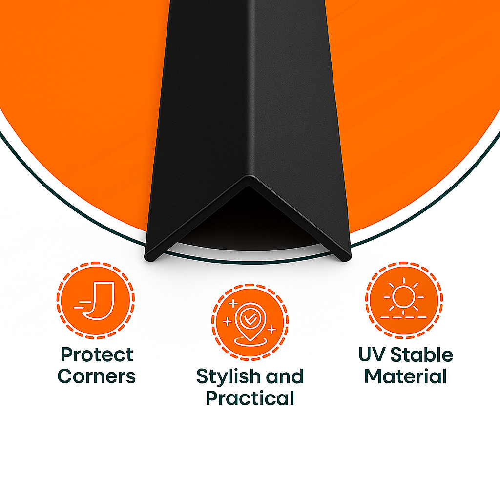3 x Black Rigid Angle 100mm x 100mm x 1  Metre  ^