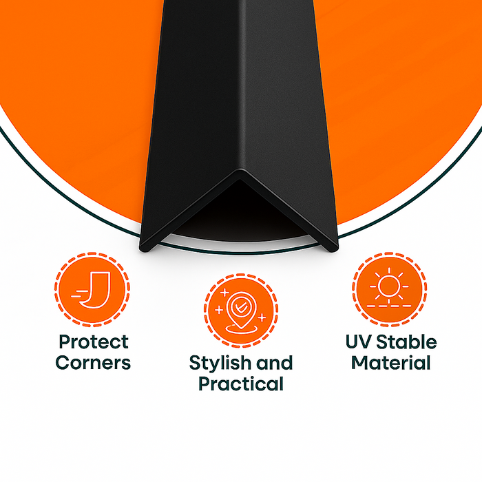 5 x Black Unequal Angle 50mm x 25mm x 1  Metre