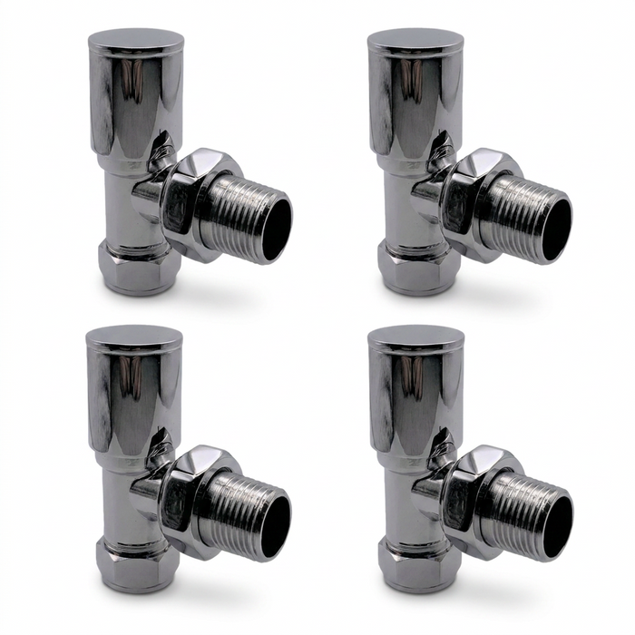 4 x Chrome Radiator Valves Angled Pack 15mm