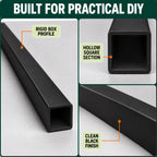 50mm Black PVC Box Section 1 Metre Length