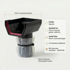 Black 15m Squared Gutter Stop End Outlet Kit 114mm