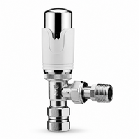 Kartell Designer Thermostatic Radiator Valve White & Chrome TRV Angled 15mm
