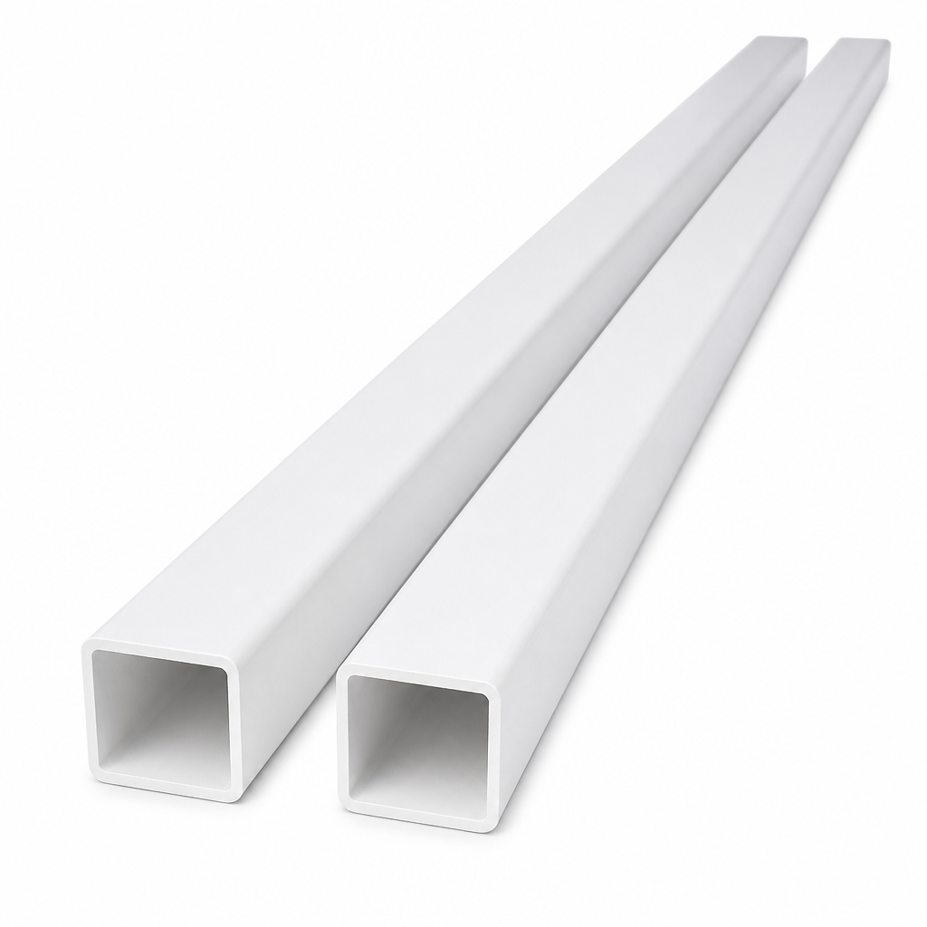 2 x 50mm White PVC Box Section 1 Metre Length