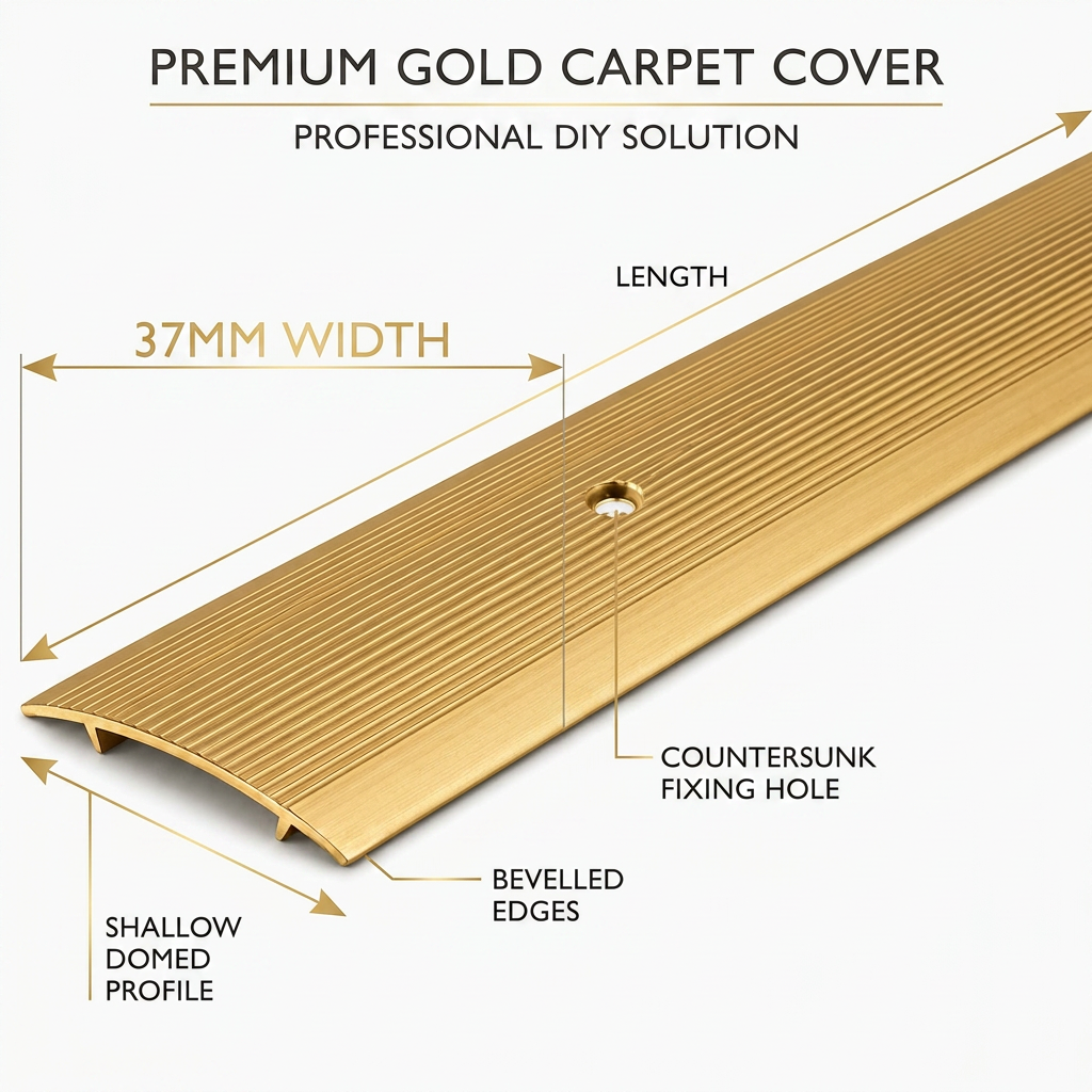 2 x Gold Carpet Cover Transition Strip 89.5cm x 37mm