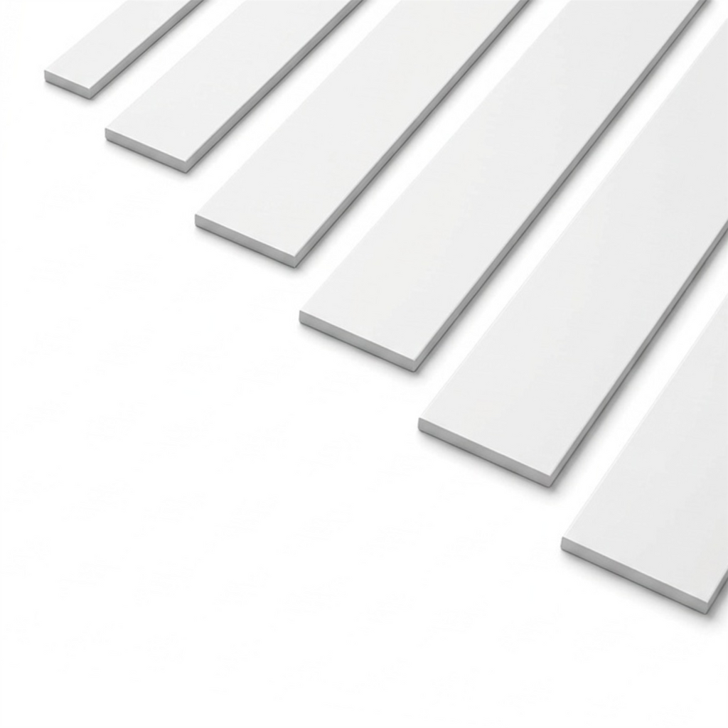 5 x 38mm White Adhesive Taped PVC Flat Bar x 1 Metre