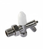 2 x 10mm Drain Off Valve Chrome - 1/2" BSP Radiator Drain Cock with White Handle & Hose Tail