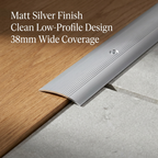 2 x Matt Silver Wide Cover Strip Floor Transition 38mm x 89.5cm