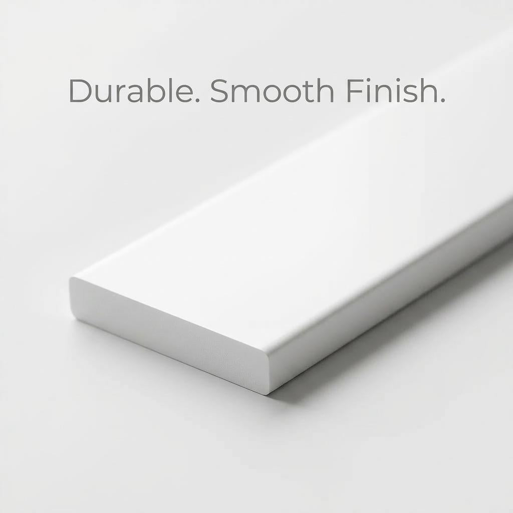 5 x 38mm White Adhesive Taped PVC Flat Bar x 1 Metre