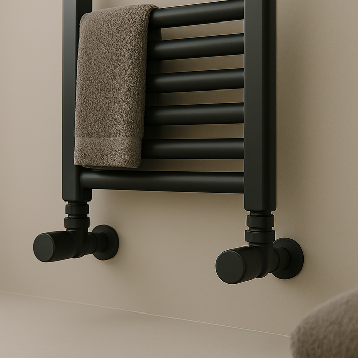 Kartell K-Rad Angled Modern Radiator Valve 15mm – Matte Black – Single