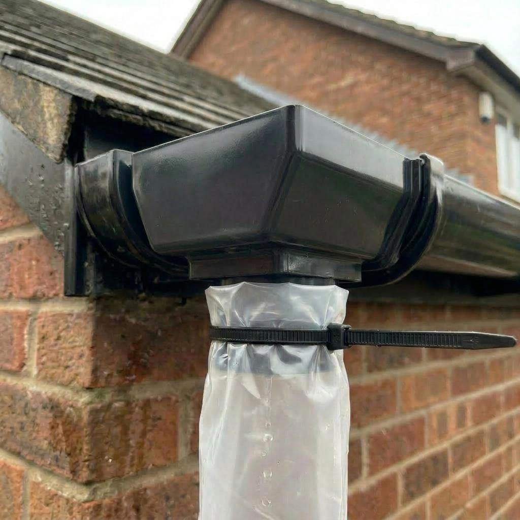 Black 10m Squared Gutter Stop End Outlet Kit 114mm