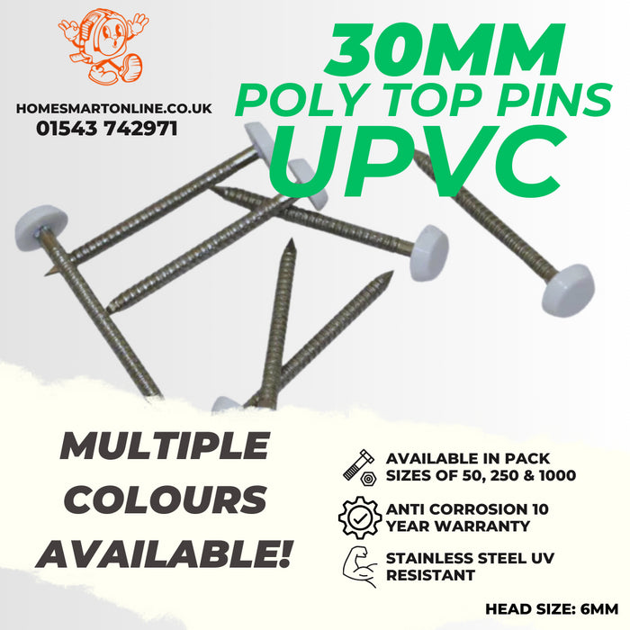 250 x 30mm Light Oak / Tan UPVC Poly Top Pins    [B&N]  (0189) ^^