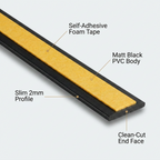 4 x 75mm Black Self-Adhesive Trim Strip x 1 Metre