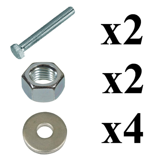 2 x Set Screw Bolts M5 x 50mm, Washers & Nuts, Bright Zinc Plated