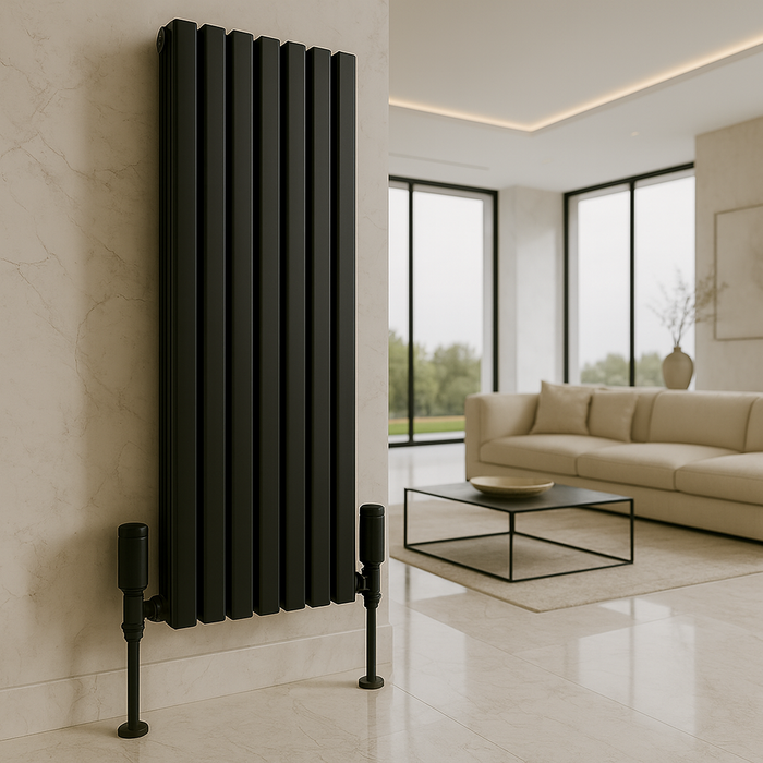 Kartell K-Rad Straight Modern Radiator Valve 15mm – Matte Black – 4 Pack