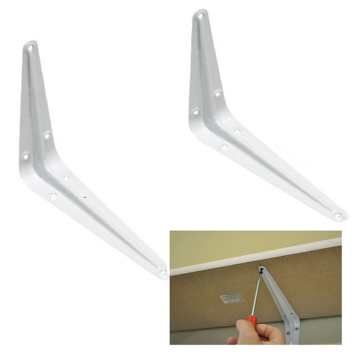 10 x White Metal Shelf Brackets  / 6 x 8 inch / 152mm x 203mm  (0293) ^^