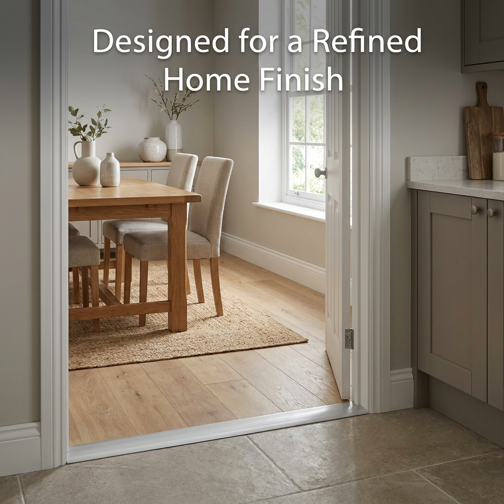 Wide Cover Strip Floor Transition, Matt Silver Finish, 38mm x 89.5cm, DIY Door Threshold Joint Protector and Edge Trim