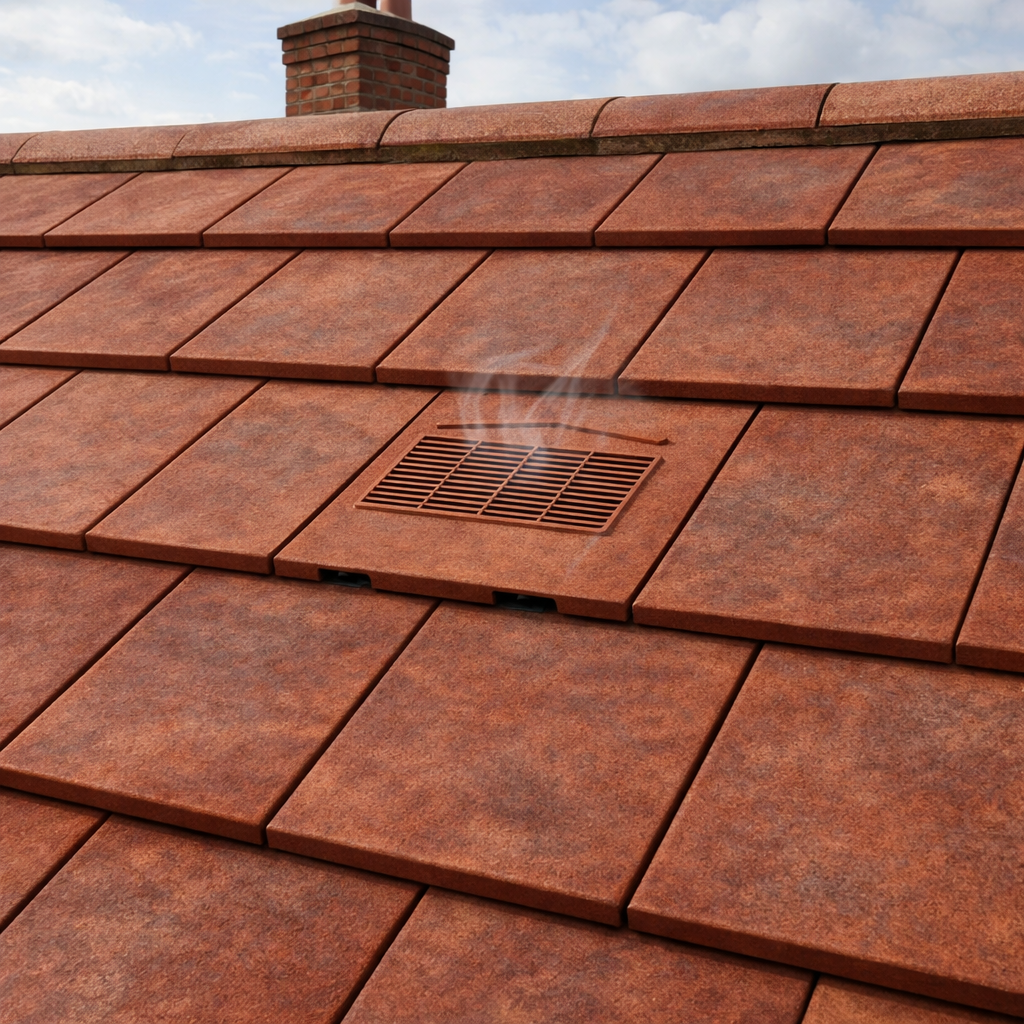 Non-Profile Roof Tile Vent - Brown (With Pipe Adapter)