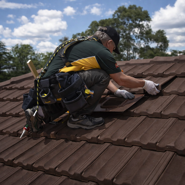 Double Pantile Roof Tile Vent - Brown (With Pipe Adapter)