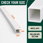 25mm White PVC Box Section 1 Metre Length