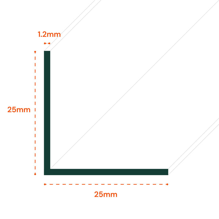 25 x 25x25mm Clear Angles x 1 Metre