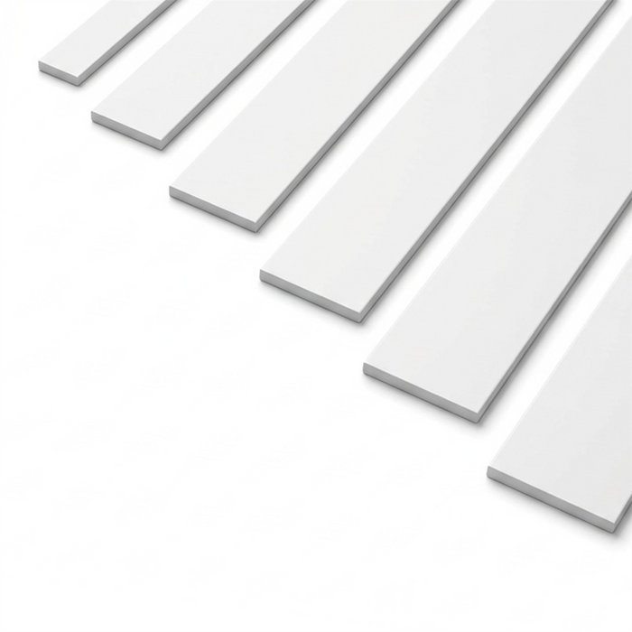 10 x 19mm White Adhesive Taped PVC Flat Bar x 1 Metre