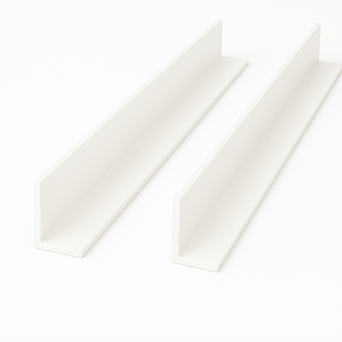 2 x White Unequal Angle 50mm x 25mm x 1  Metre