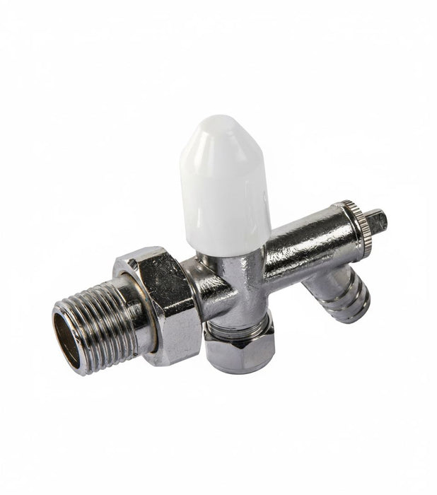 4 x 10mm Drain Off Valve Chrome - 1/2" BSP Radiator Drain Cock with White Handle & Hose Tail