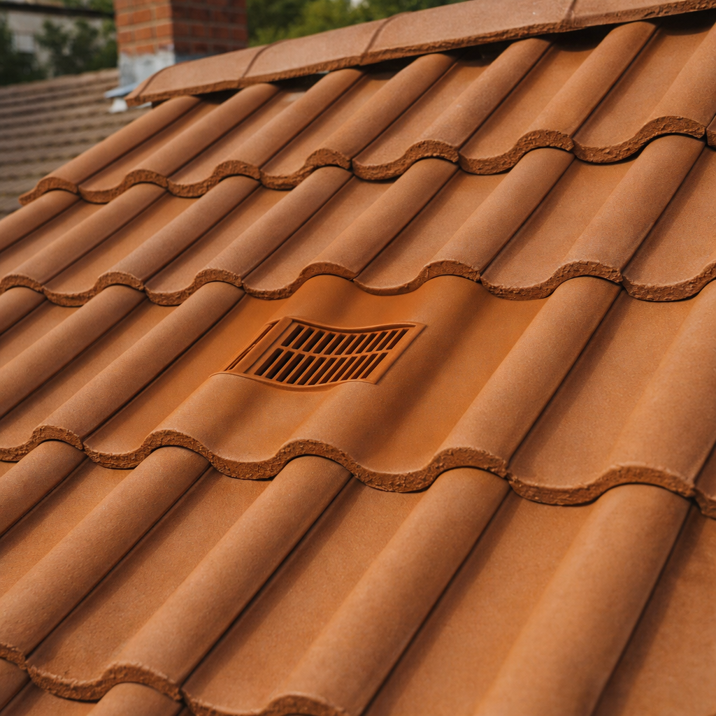Double Pantile Roof Tile Vent - Brown (With Pipe Adapter)