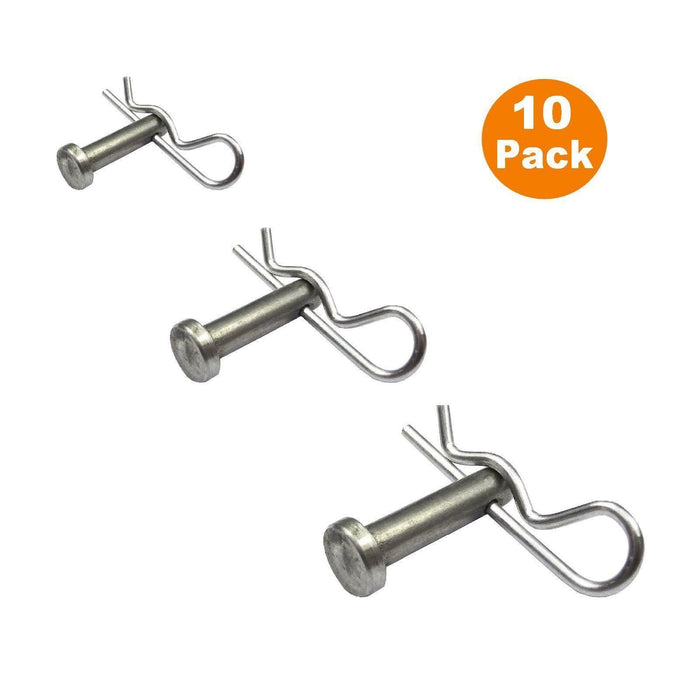 10 x Clevis Pins Imperial Securing Fasteners 5/16" x 7/8" with Retaining R Clips