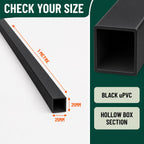 3 x 25mm Black PVC Box Section 1 Metre Length