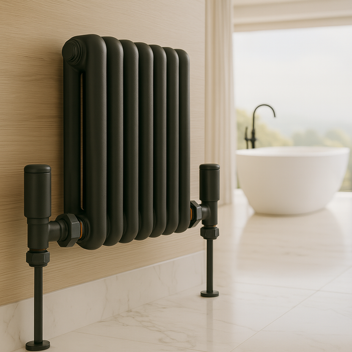 Kartell K-Rad Straight Modern Radiator Valve 15mm – Anthracite Grey – Pair
