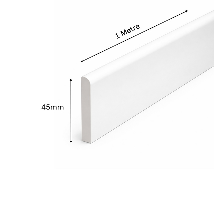 3 Pack White uPVC D-Mould Trim 45mm x 1m