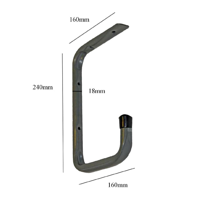 2 x Wall & Ceiling Mounted 240mm Bike Storage Hooks, Garage Shed Cycle Brackets