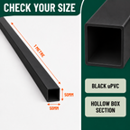 2 x 50mm Black PVC Box Section 1 Metre Length