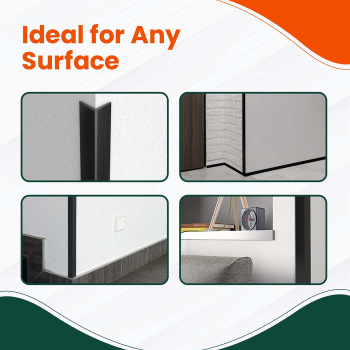 3x Black Rigid Angle – 40mm x 40mm x 1m PVC Corner Trim