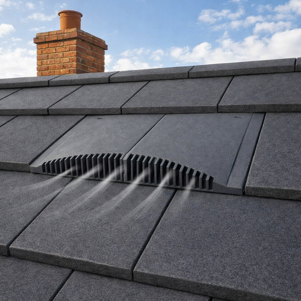 Interlocking Plain Roof Tile Vent - Red (With Pipe Adapter)