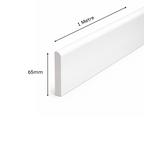 10 Pack White 65mm D Mould / Skirting x 1 Metre