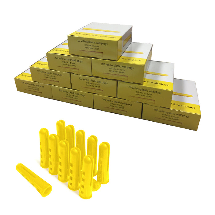 1000 x  Trade Pack Yellow Wall Raw Plugs  Drill Size: 5mm