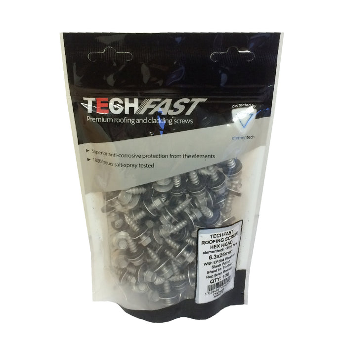 100 x Tech Slash Point Screws, Sheet to Timber 6.3 x 25mm