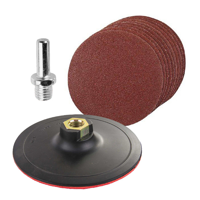 Mixed Grit Hook & Loop Sanding Discs & Backing Pad Kit