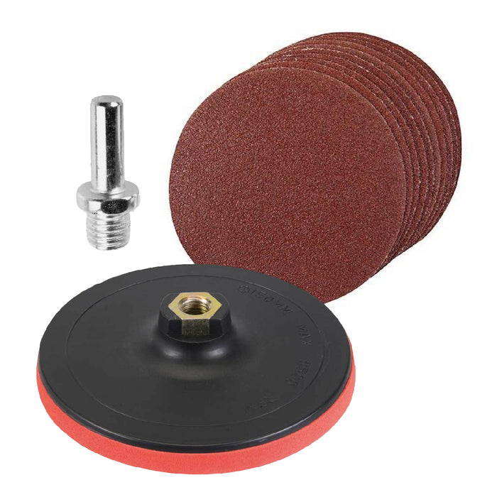 Mixed Grit Hook & Loop Sanding Discs & Backing Pad Kit