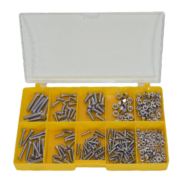 275 x Assorted Metric Machine Screws & Nuts, Fully Thread BZP