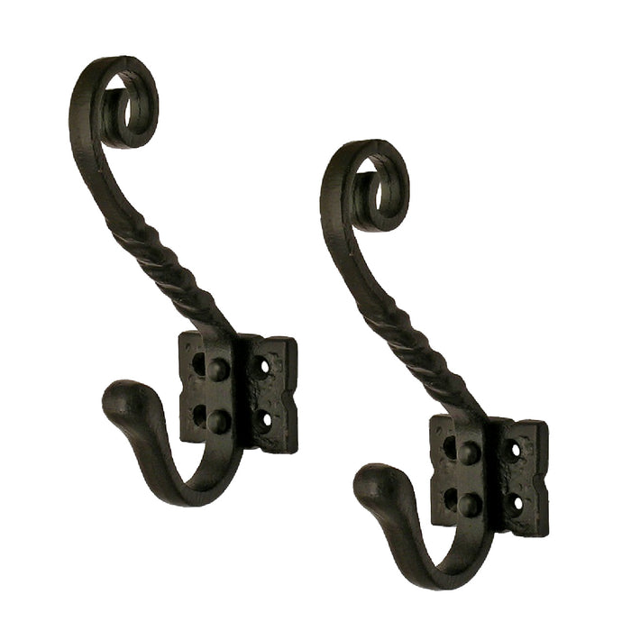 Black Cast Iron Tudor Hat and Coat Hooks