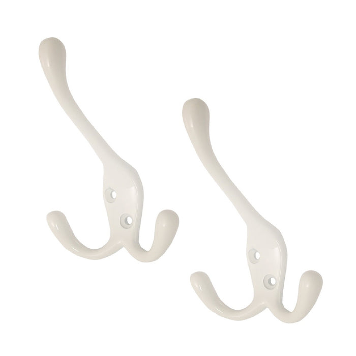 Satin White Triple Hat and Coat Hooks