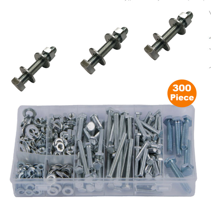 300 x Assorted Set Screw Bolts, Washers & Nuts