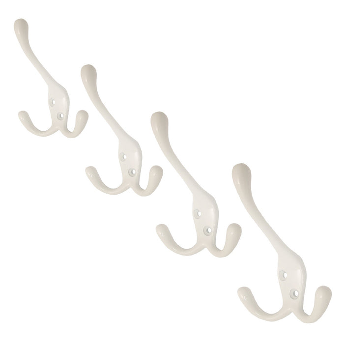 Satin White Triple Hat and Coat Hooks